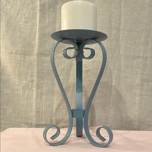 Elegant Blue Metal Candle Holder